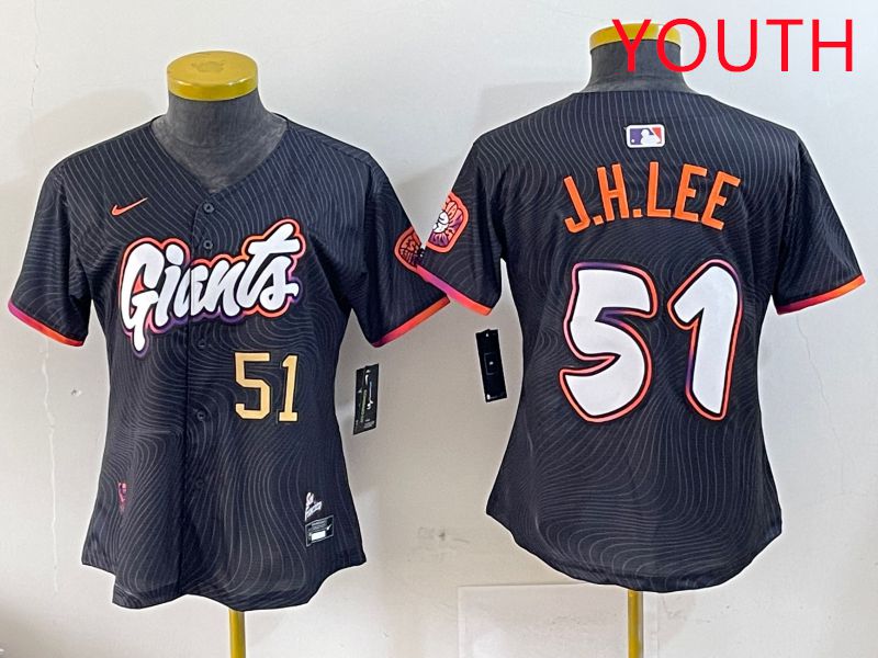 Youth San Francisco Giants #51 J.H.Lee Black Joint Name Nike 2025 MLB Jersey style 2->youth mlb jersey->Youth Jersey